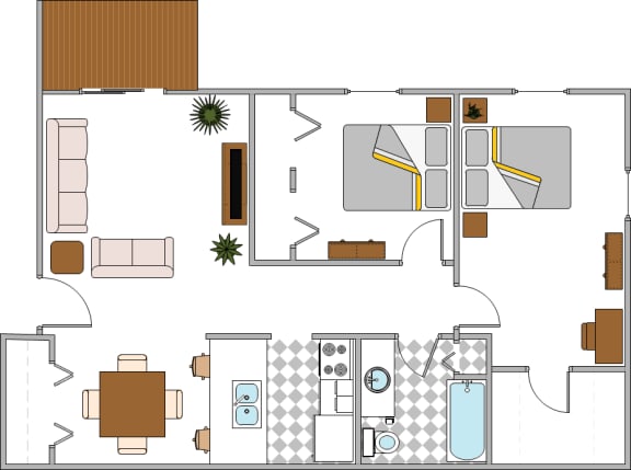 Floor Plan  Two Bedroom floor plan at McClellan Estates III Apartments , Marshall, Michigan