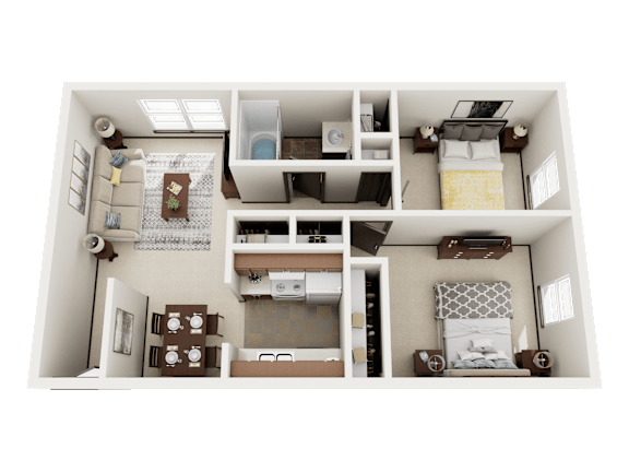 a 3d rendering of a103103103 of a 1 bedroom floor plan