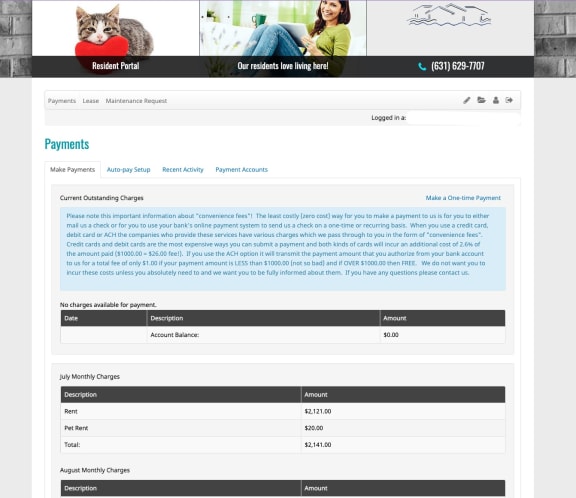 Screenshot of Online Resident Portal at Brookwood at Ridge, Ridge, 11961