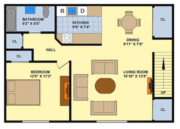 Floor Plan  1 Bed 1 Bath Floor Plan at Brookwood at Ridge, Ridge, NY