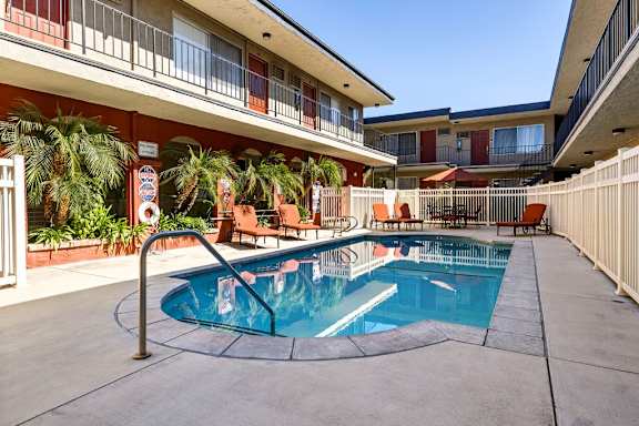 Pool and Lawn Chairs at Parkview Terrace Apartments, Sherman Oaks, CA