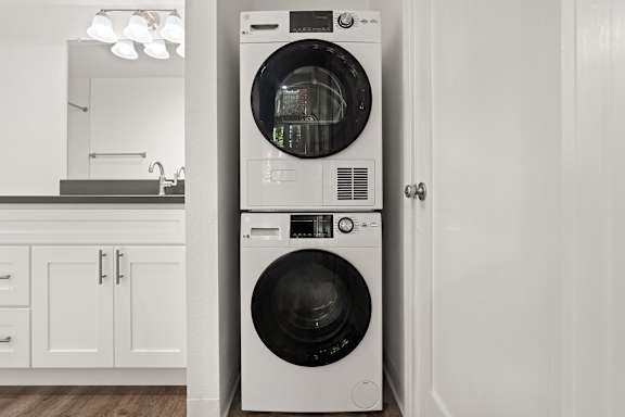 Washer and Dryer at Woodland Trio Apartments, North Hollywood, California
