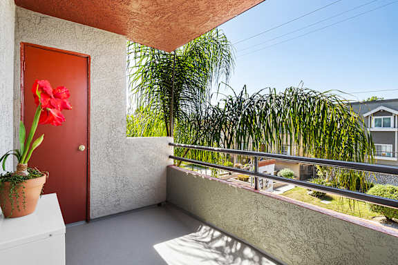 Bedroom Balcony at Woodland Trio Apartments, North Hollywood
