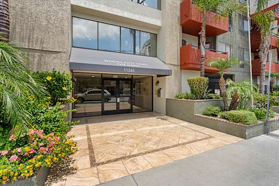 The front of a building at Woodland Trio Apartments, California, 91601