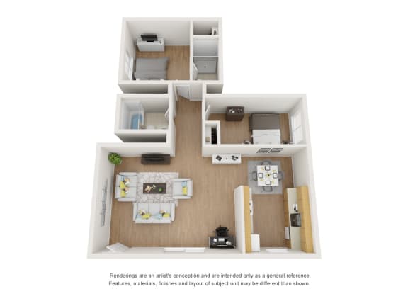 Floor Plan  2 Bed 2 Bath Floor Plan at Kling Trio Apartments, Valley Village, CA