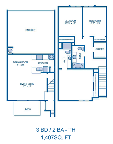 3-bedroom-2-bathroom-townhouse-1407-sq-f at The Meadows at Westlake Village Apartments, Westlake Village, CA 91361