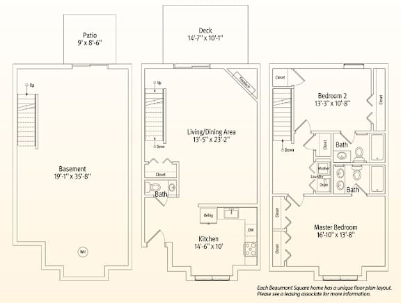 A Beaumont Square home floor plan with a unique layout.