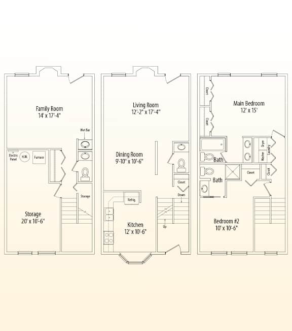 A floor plan of a house with labeled rooms and dimensions.