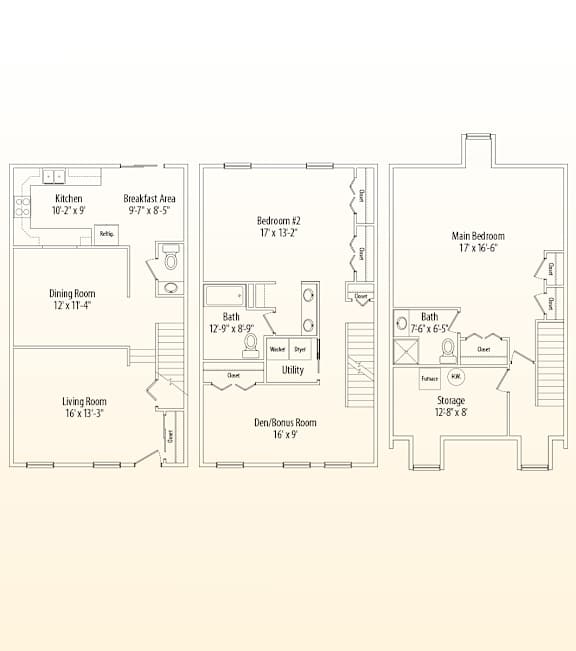 A floor plan of a house with labeled rooms and dimensions.