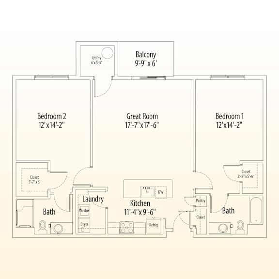 A floor plan of a home with a laundry room and a utility closet.