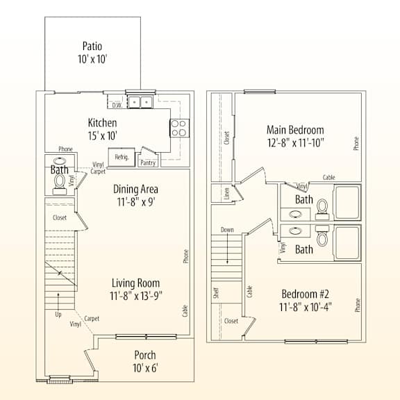 A floor plan of a house showing the layout of the rooms.