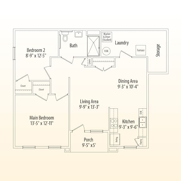 A floor plan of a house with labeled rooms and dimensions.