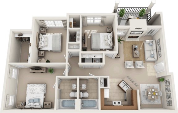 3 Bedroom 2 Bathroom floor plan A 3 Bedroom 2 Bathroom floor plan A at The Life at Westland Estates, Texas
