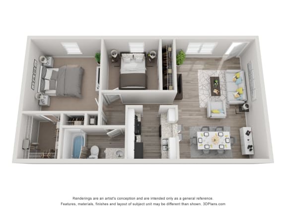 Beverly Palms - 2 Bedroom 1 Bathroom Floor plan at The Life at Beverly Palms, Texas, 77503
