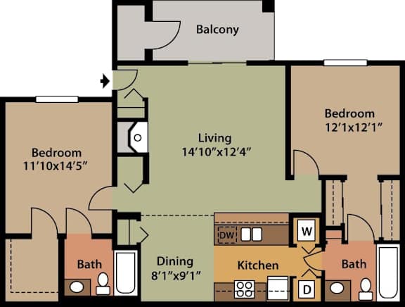 2 bed 2 bath Aberdeen Floor Plan at Highlands of Heritage Woods, Copley, OH 44321