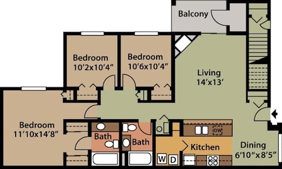 3 bed 2 bath Edinburgh Floor Plan at Highlands of Heritage Woods, Copley, OH