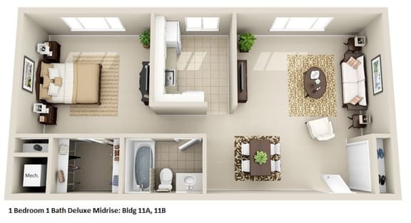 a floor plan of a bathroom with a toilet and a sink at Huntington Green Apartments, University Heights, 44118