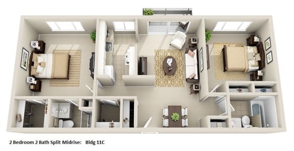 a floor plan with a bedroom and a living room at Huntington Green Apartments, University Heights, 44118