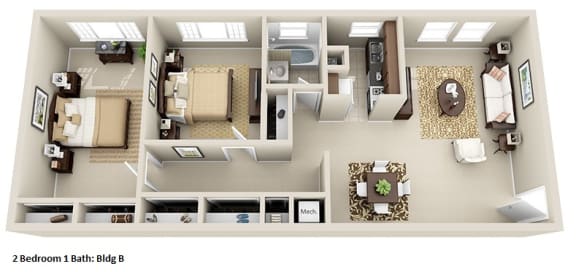 a floor plan with a bedroom and a living room at Huntington Green Apartments, University Heights