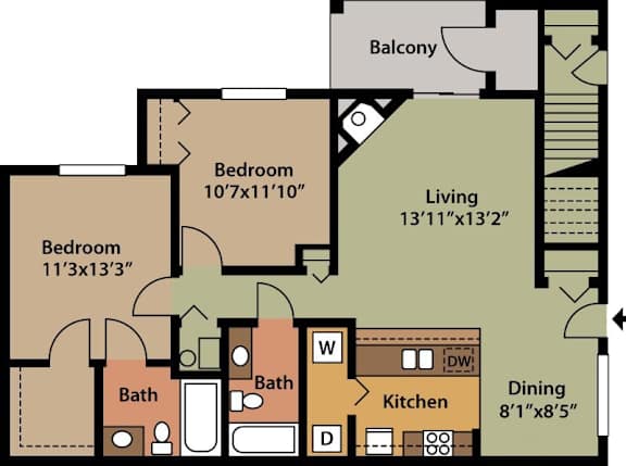 2 bed 2 bath Newburgh Floor Plan at Highlands of Heritage Woods, Ohio, 44321
