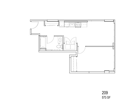 a floor plan of a small house with a bedroom and a bathroom