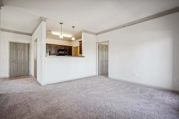 Spacious Living Area with Carpet