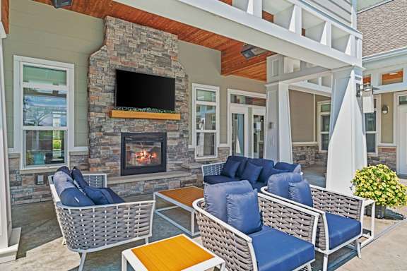 Outdoor Lounge with Fireplace