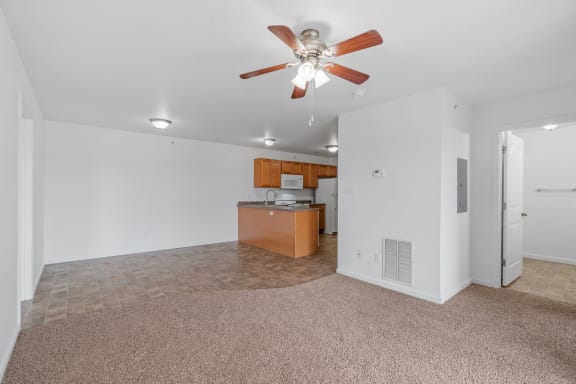 Living Area with Ceiling Fan