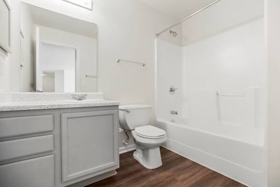 Bathroom with Wood style Flooring