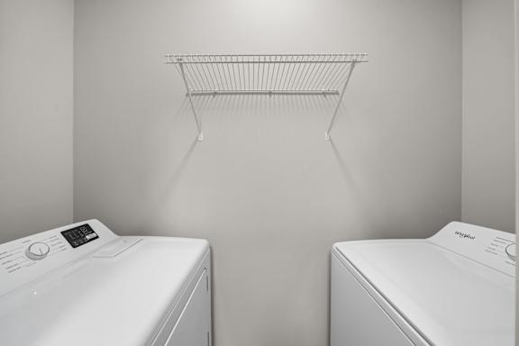 Washer and Dryer with Built In Shelving