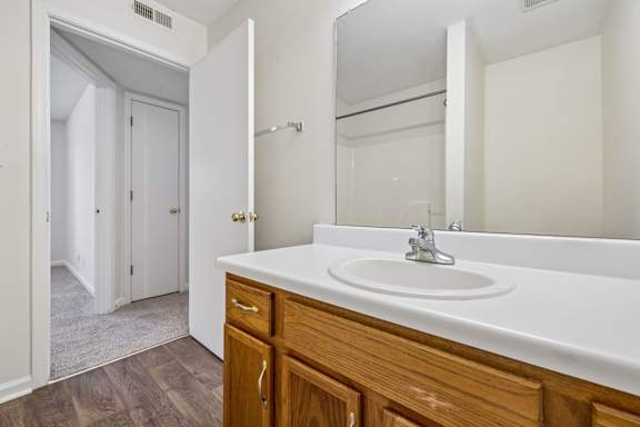 Bathroom with Wood cabinetry
