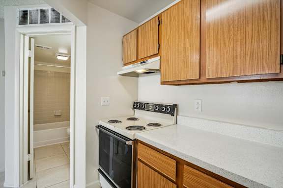 Kitchen with white countertops