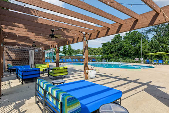 Outdoor pool with cabana