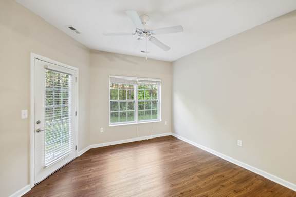 Living Area with Ceiling Fan