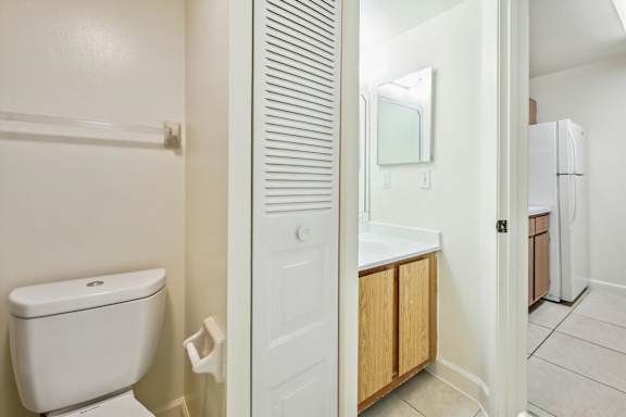 Bathroom with Wood cabinetry