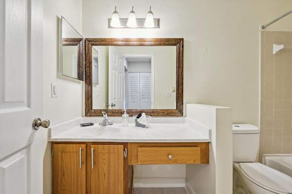 Bathroom with Wood cabinetry
