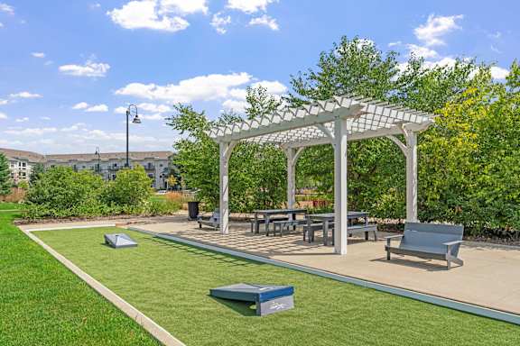 Pergola with patio furniture