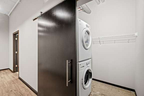 Washer and Dryer with Built In Shelving