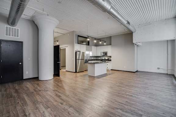 Spacious Living Area with Hardwood-Style Flooring