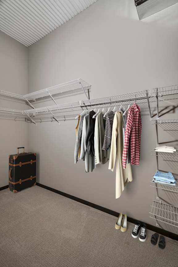 Walk-In Closet With Built-In Shelving