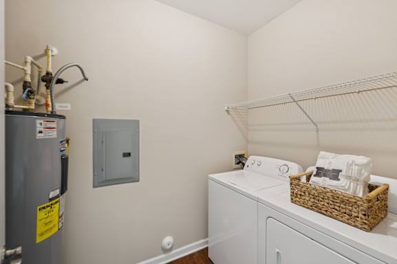 Washer and Dryer with Built In Shelving