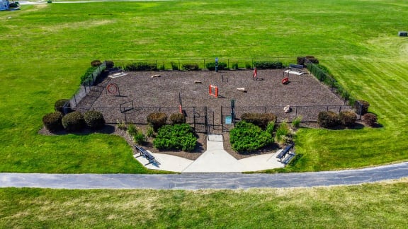 Aerial View Of The Large Fenced-In Dog Park