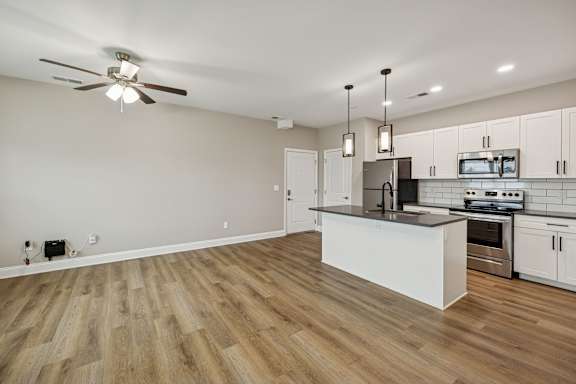 Spacious Living Area With Wood-Style Flooring