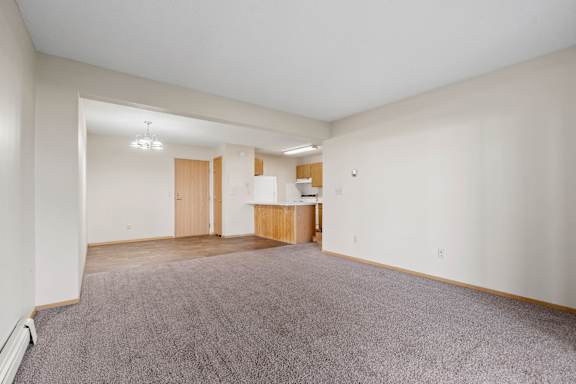 Spacious Living Area with Carpet
