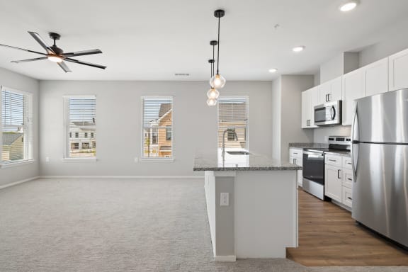 Spacious Living Area with Carpet