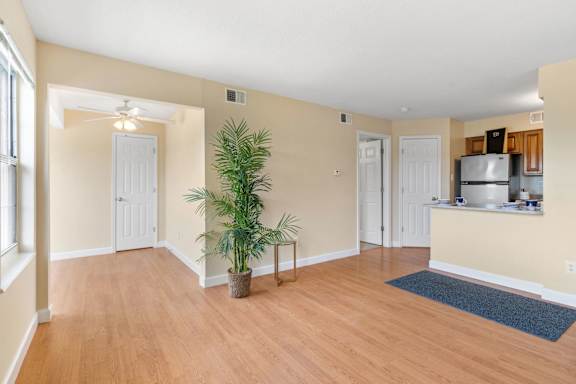 Spacious Living Area With Wood-Style Flooring