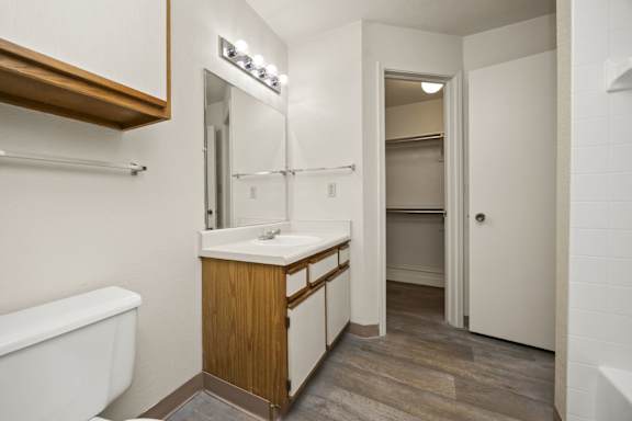 Bathroom With Wood-Style Flooring