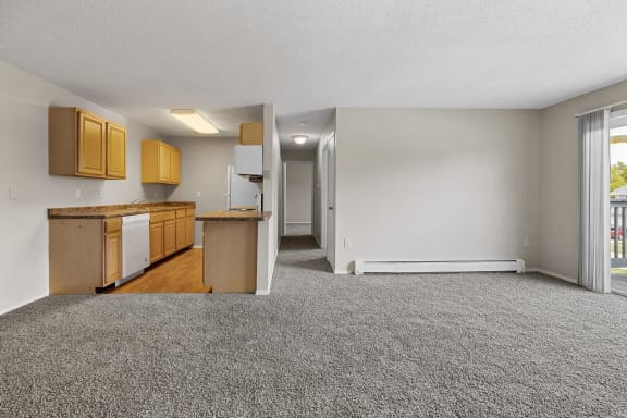Spacious Living Area with Carpet