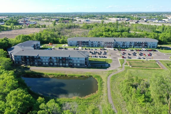 Aerial View Of Vincent Woods With Large Pond At The Back Of The Community