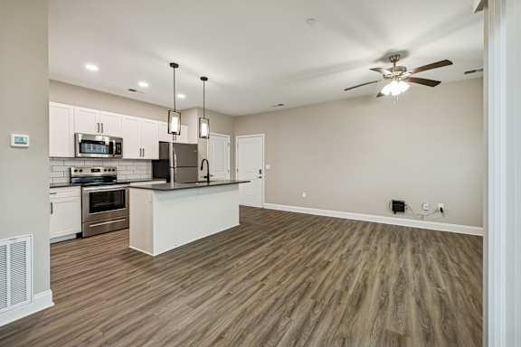 Spacious Living Area With Wood-Style Flooring